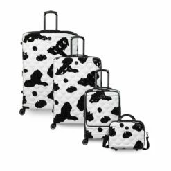 IT Luggage Indulging II - 4pc Set (Moo Cow Print) -Suitcase Sales 2024 33198 UK16 3039A08Moocowblack whiterepeatprintSSFrontpaneldirectlyset3 f175cbf0 c6dd 47d4 8841 529a1cee98ec
