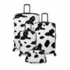 IT Luggage Indulging - 4pc Set (Moo Cow Print) -Suitcase Sales 2024 33198 UK16 3039A08Moocowblack whiterepeatprintSSFrontpaneldirectlyset6