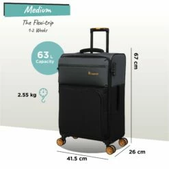 Duo-Tone - Medium (Pewter & Black) -Suitcase Sales 2024 Duo Tone Med Black dims weights