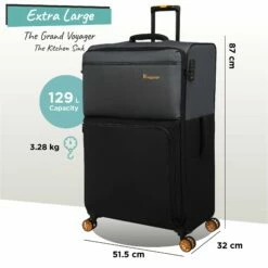 Duo-Tone - Extra Large (Pewter & Black) -Suitcase Sales 2024 Duo Tone XLarge Black dims weights