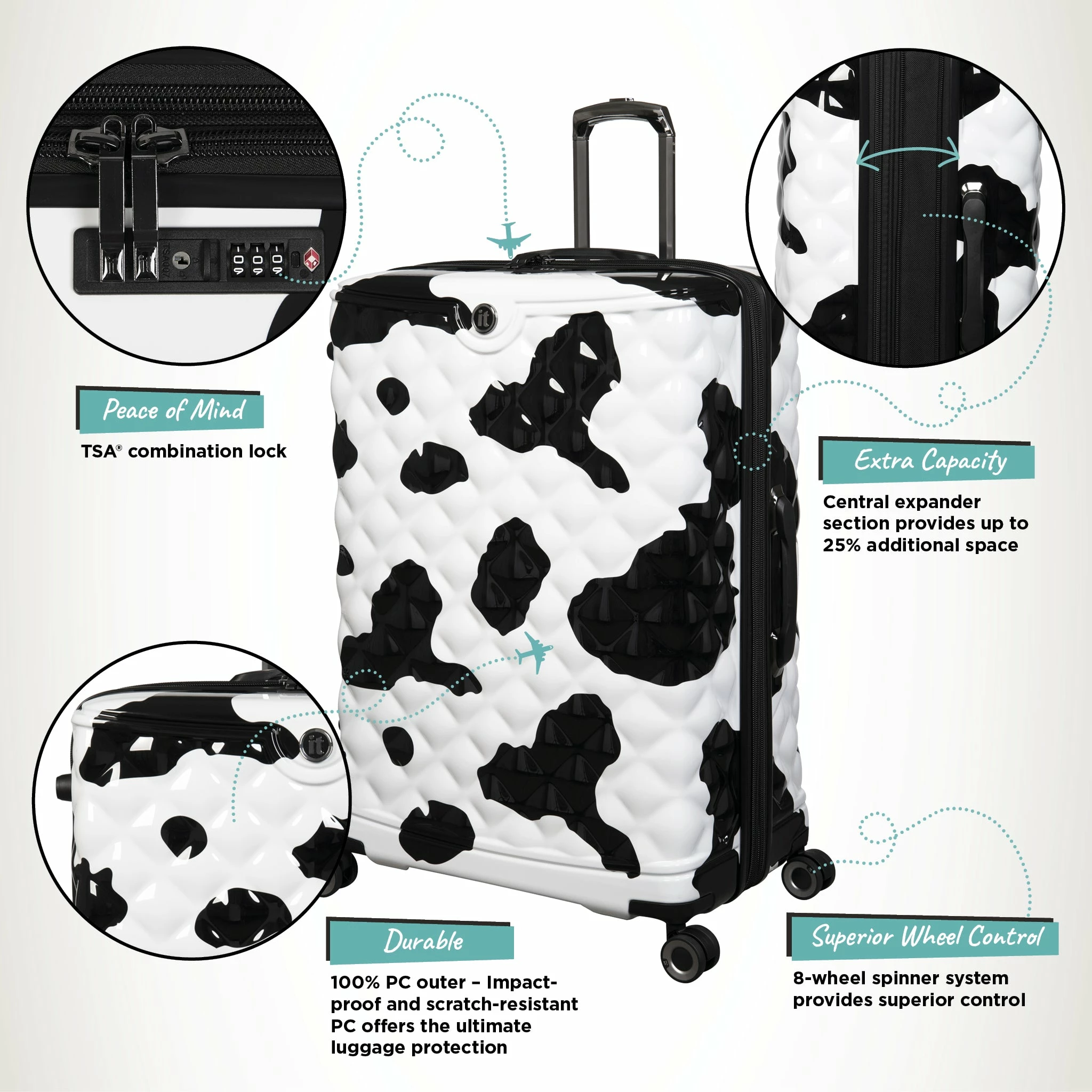 IT Luggage Indulging - Large (Moo Cow Print) 5 IT Luggage Indulging - Large (Moo Cow Print) - Image 3