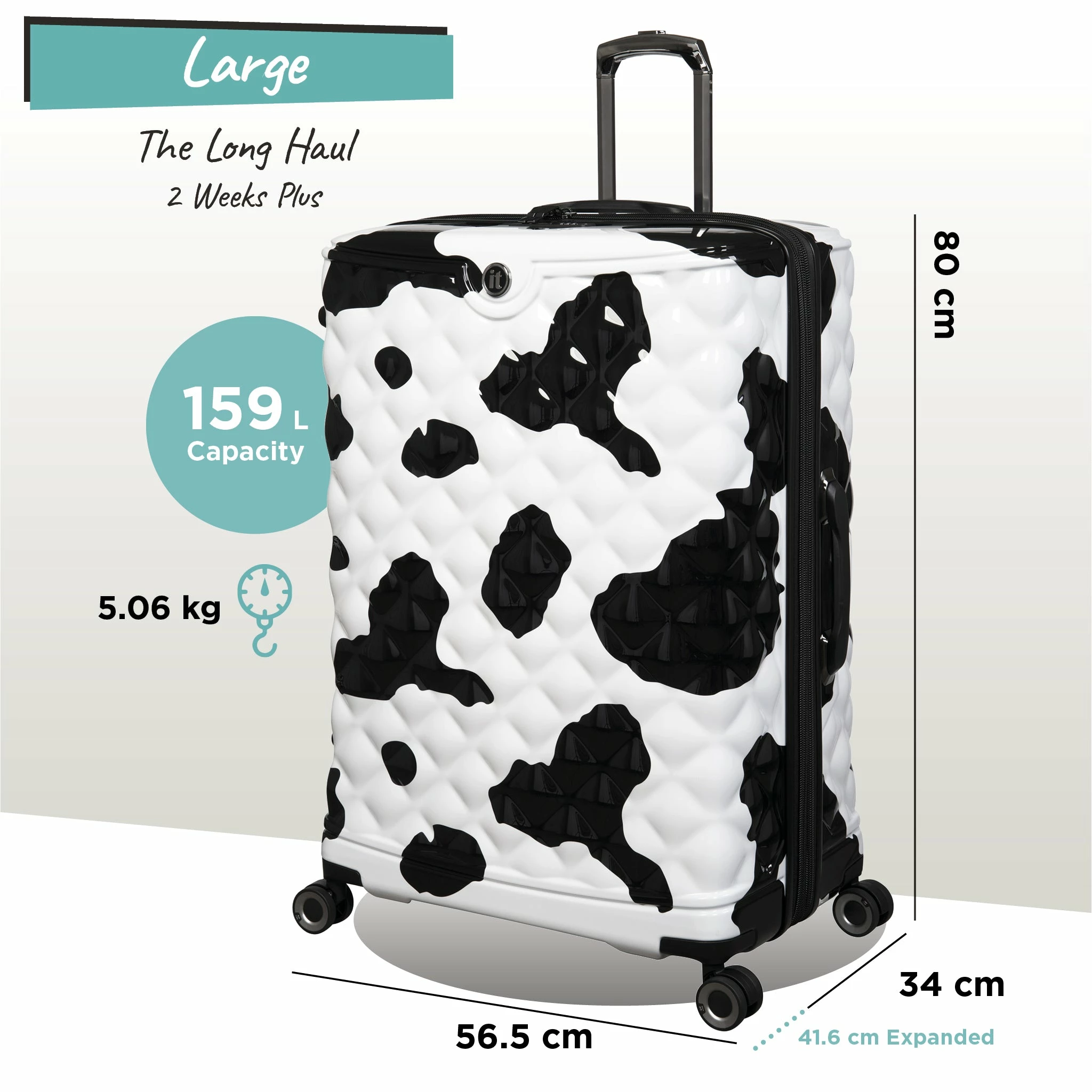 IT Luggage Indulging - Large (Moo Cow Print) 4 IT Luggage Indulging - Large (Moo Cow Print) - Image 2