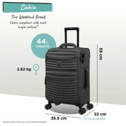 IT Luggage Precursor - Cabin (Charcoal) 21 IT Luggage Precursor - Cabin (Charcoal) -Suitcase Sales 2024 Precursor Cabin Charcoal dims weights