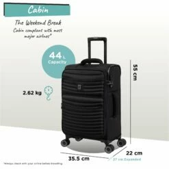 IT Luggage Precursor - Cabin (Black) -Suitcase Sales 2024 Precursor Cabin black dims weights