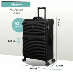 IT Luggage Precursor - Medium Plus (Black) 19 IT Luggage Precursor - Medium Plus (Black) -Suitcase Sales 2024 Precursor Med black dims weights