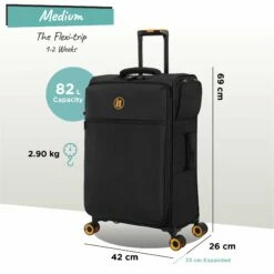 Simultaneous - Medium (Black) -Suitcase Sales 2024 Simultaneous Med Blk dims weights