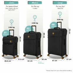 Simultaneous - Large (Black) -Suitcase Sales 2024 Simultaneous Set Blk dims weights 2ac182f8 dbd5 4c60 abdd 4faba8d16bea