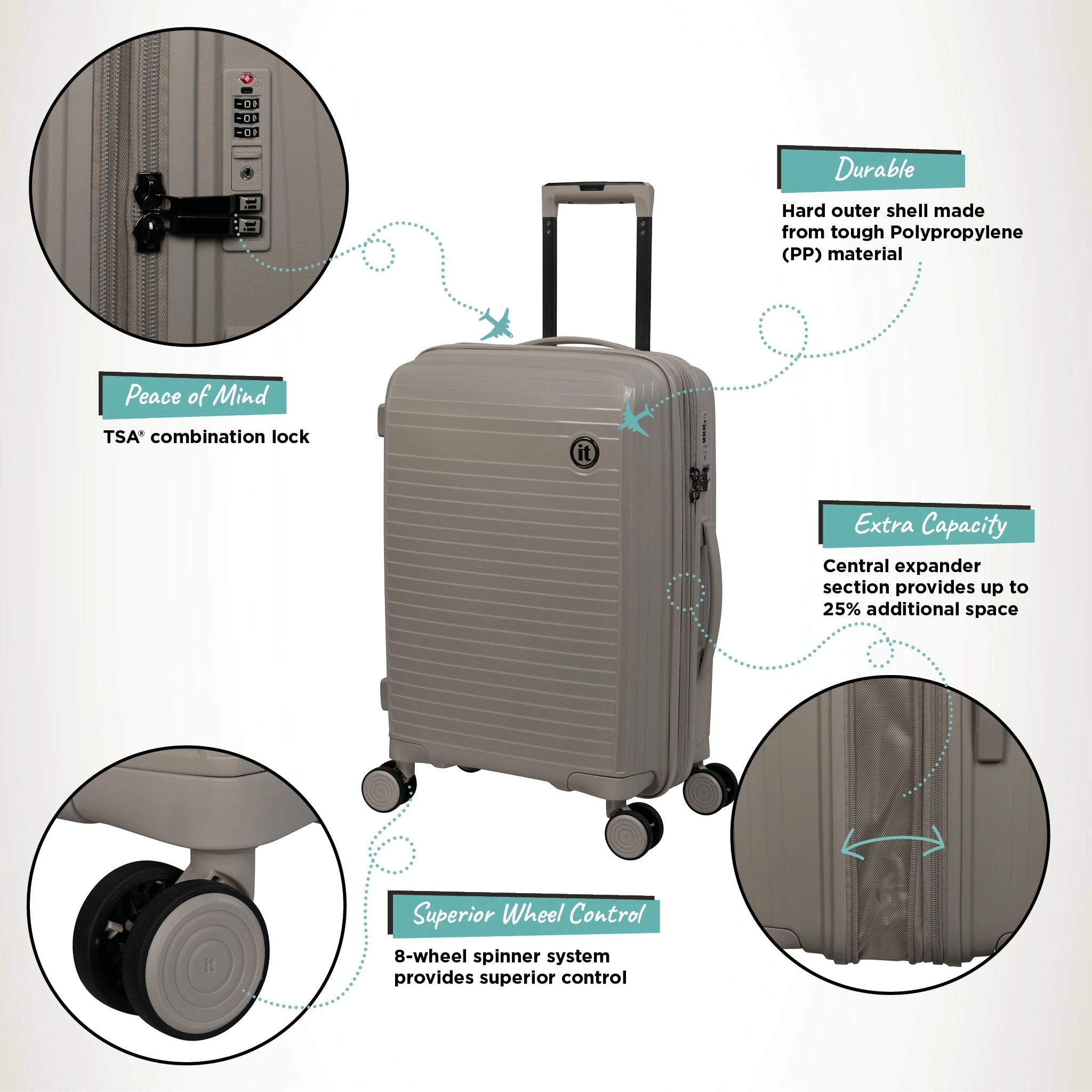 IT Luggage Spontaneous - Cabin (Feather Grey) 5 IT Luggage Spontaneous - Cabin (Feather Grey) - Image 3