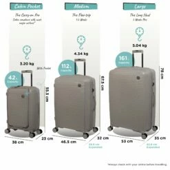 IT Luggage Spontaneous II - 3pc Set (Feather Grey) -Suitcase Sales 2024 Spontaneous Set Pocket Feather dims weights