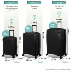 IT Luggage Spontaneous - 3pc Set (Black) 26 IT Luggage Spontaneous - 3pc Set (Black) -Suitcase Sales 2024 Spontaneous Set blk dims weights