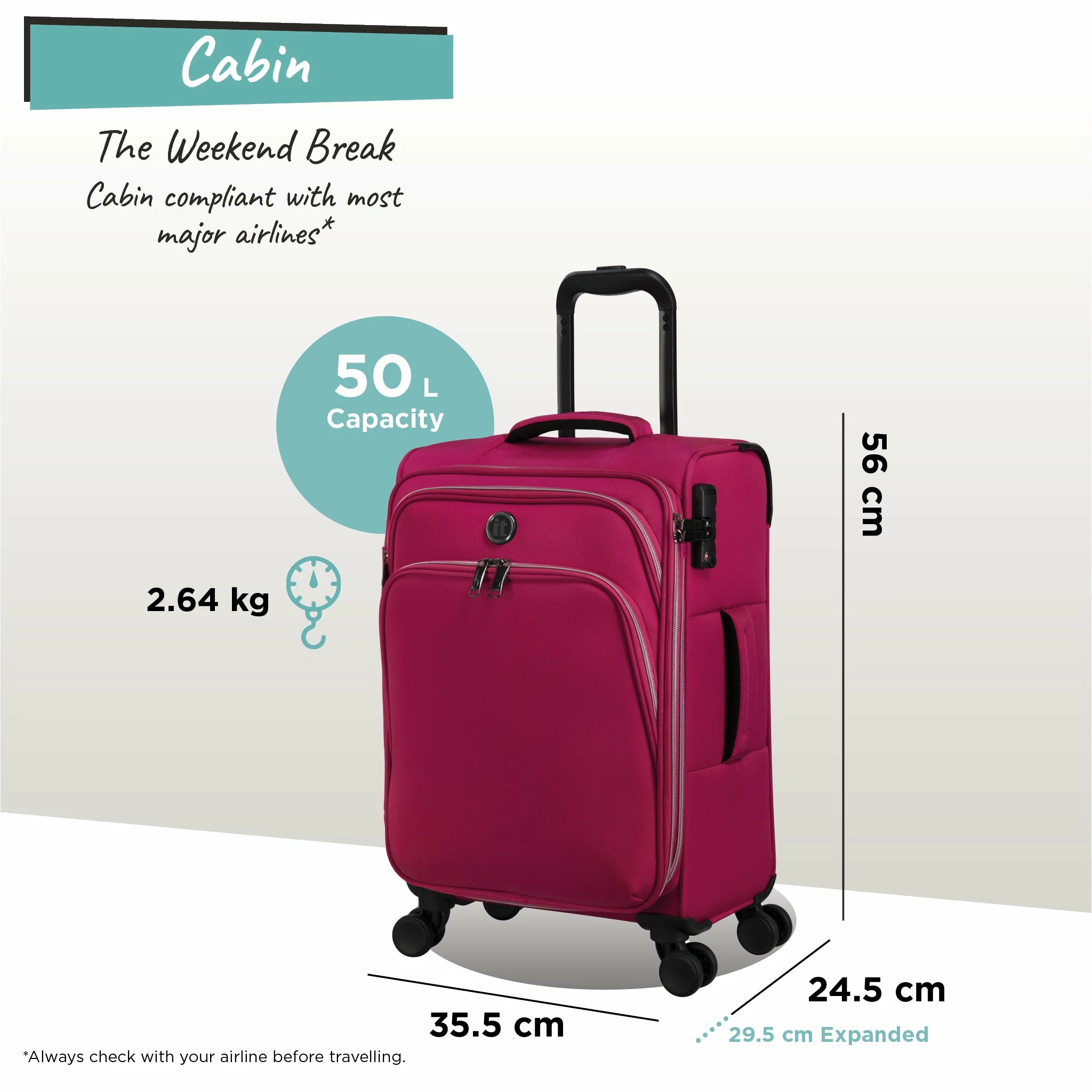 IT Luggage Trinary - Cabin (Viva Magenta) 4 IT Luggage Trinary - Cabin (Viva Magenta) - Image 2
